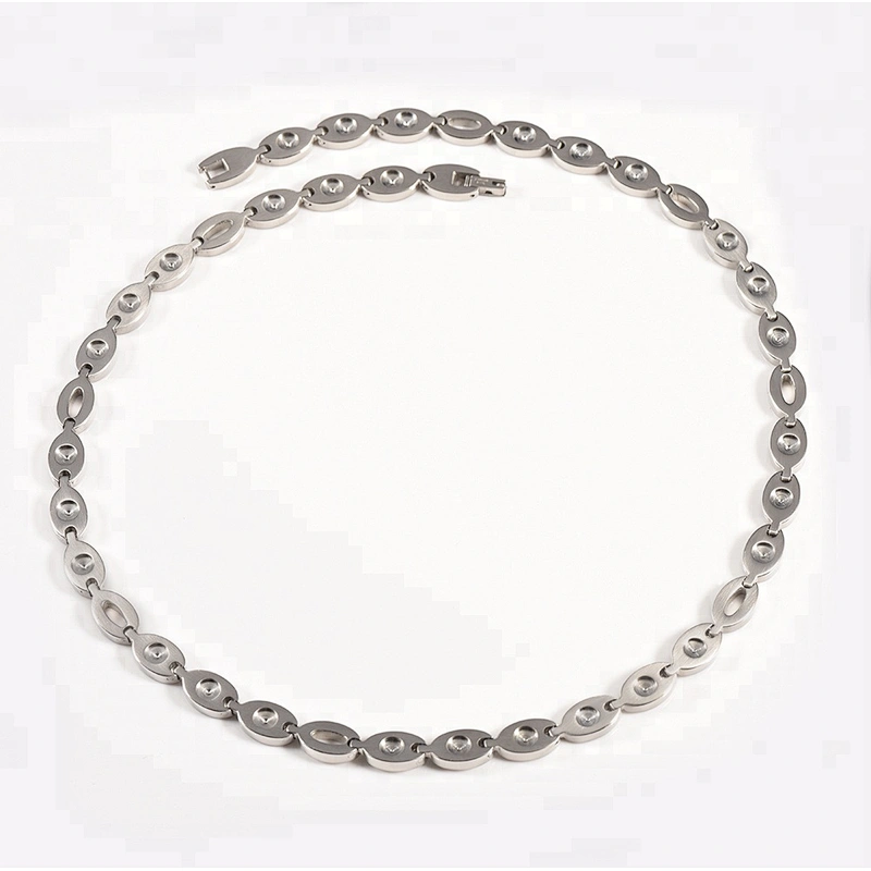 Wollet Fashion 316L Stainless Steel Bio Magnetic CZ Stone Energy Health Necklace
