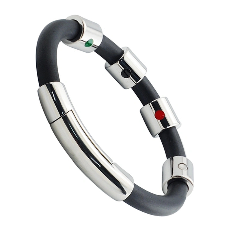 Man 4 in 1 Bio Elements positive Friendly energy sports titanium silicone magnetic bracelet