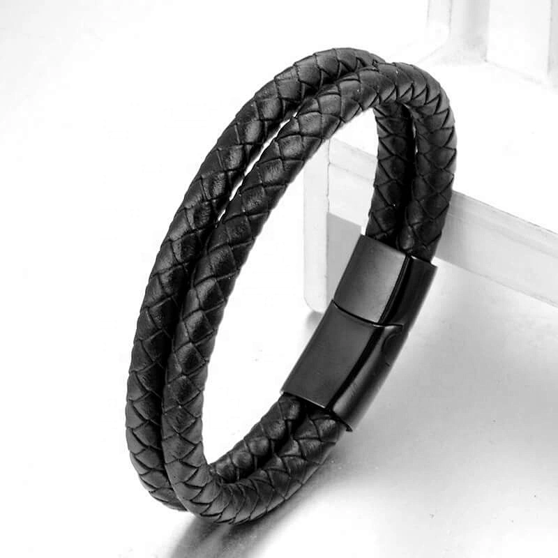 wollet fashion jewelry wholesale magnetic leather bracelet with cz stone and volcano