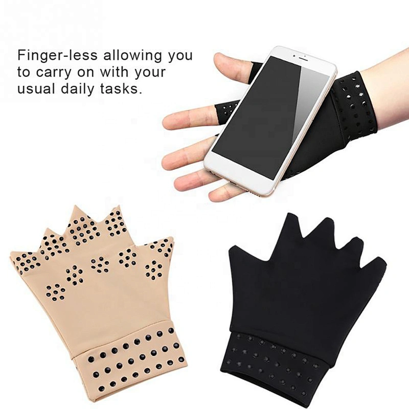 Wollet New Design Health + Wellness Magnetic Arthritis Therapy Fingerless Compression Gloves