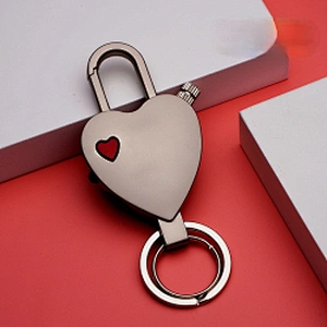 Wollet New Heart-shaped Design LED Light Flint Lighter Keyring Ring Gas Keychain Lighter