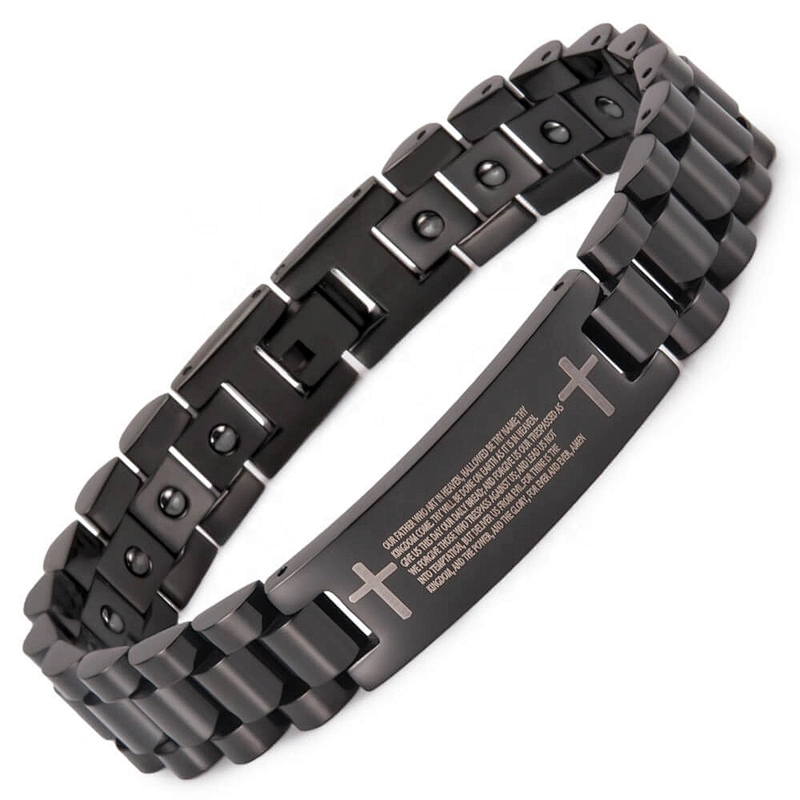 Wollet mens bio healing energy magnetic bracelet stainless steel jewelry