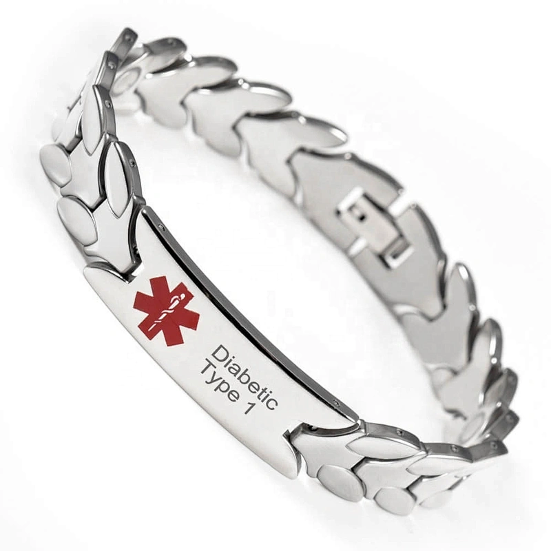 Wollet Real Tungsten Health Energy Custom Free Diabetic Medical Magnetic Alert Id Bracelet