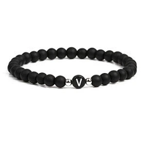Wollet fashion black small natural lava rock stone bead bracelet