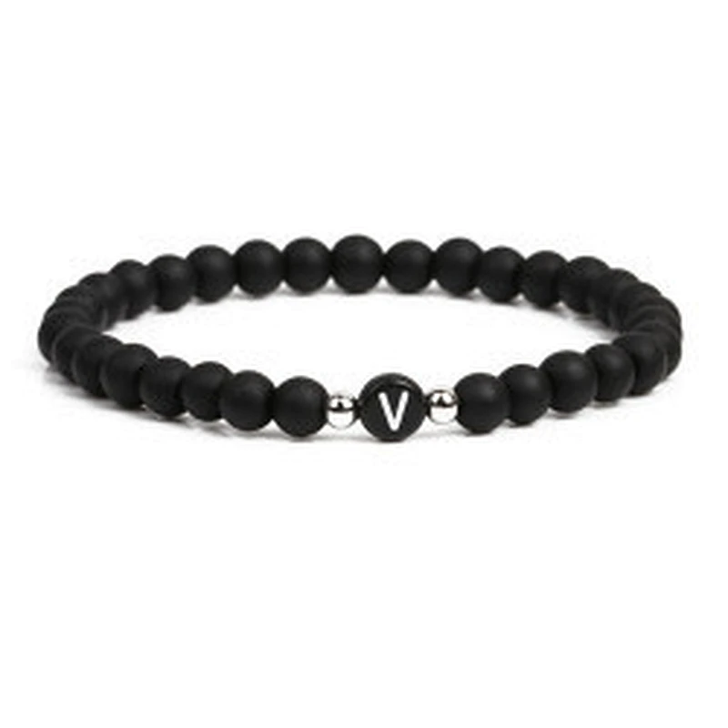 Wollet fashion black small natural lava rock stone bead bracelet