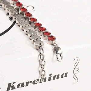 Wollet Fashion Red Pentagram Natural Crystal 316L Stainless Steel Bracelet