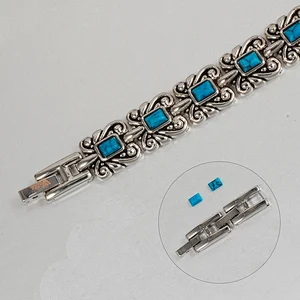 Wollet Fashion Blue Turquoise Double Row Bio Magnetic Bracelet