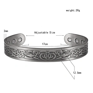 Wollet Mens Pure Copper Bangle  Arthritis Pain Relief Therapy Healthy Copper Magnetic Bracelet