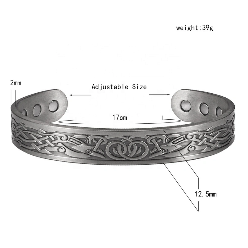 Wollet Mens Pure Copper Bangle  Arthritis Pain Relief Therapy Healthy Copper Magnetic Bracelet