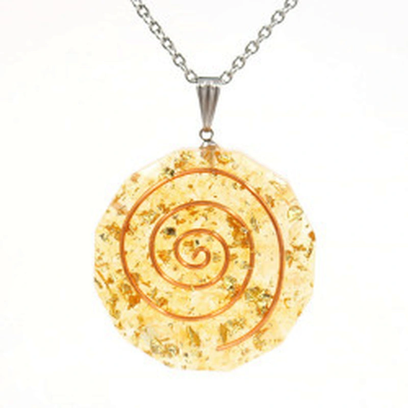 Wollet Natural Crystal Organ Double Spiral Chakra Power Stone Pendant