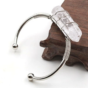 Wollet Natural White Crystal Hexagonal Column DIY Winding Opening Adjustable Bracelet