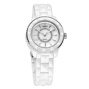 Wollet Luxury Sapphire Crystal White Ceramic Watch Band Ceramic Wrist Watch For Women