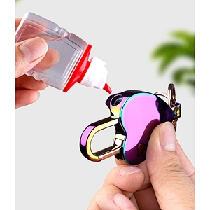 Wollet New Heart-shaped Design LED Light Flint Lighter Keyring Ring Gas Keychain Lighter