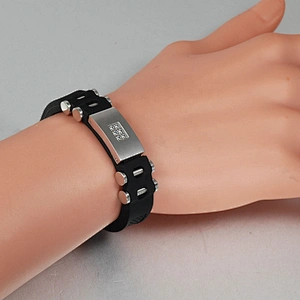 Wollet Fashion High Quality Black Silicon Stainless Steel Accessories Germanium Silicone Bracelet