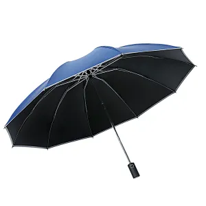 Wollet LED Light Fully Automatic Reverse Folding Umbrella with Night Reflective Strip