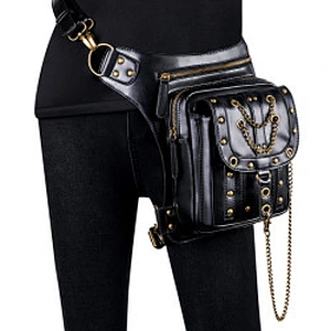Wollet Ladies One Shoulder Crossbody Waist Bag Steampunk Retro Motorcycle Bag