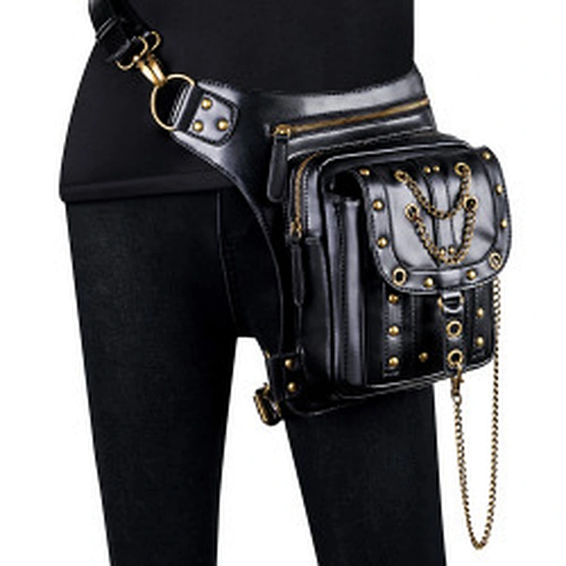 Wollet Ladies One Shoulder Crossbody Waist Bag Steampunk Retro Motorcycle Bag