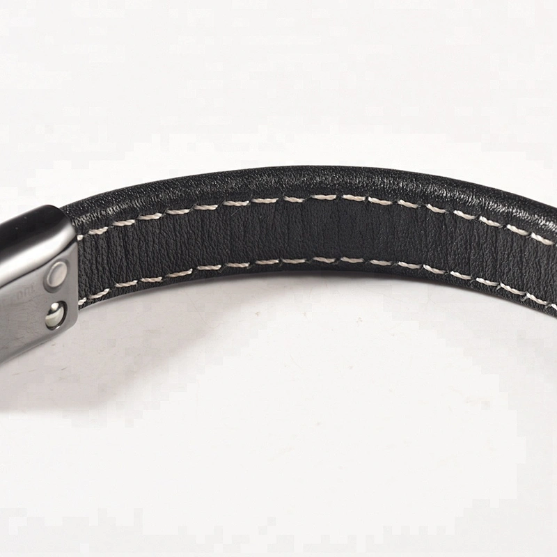 Wollet High Polished Germanium Bio Magnetic Energy Real Leather Bracelet