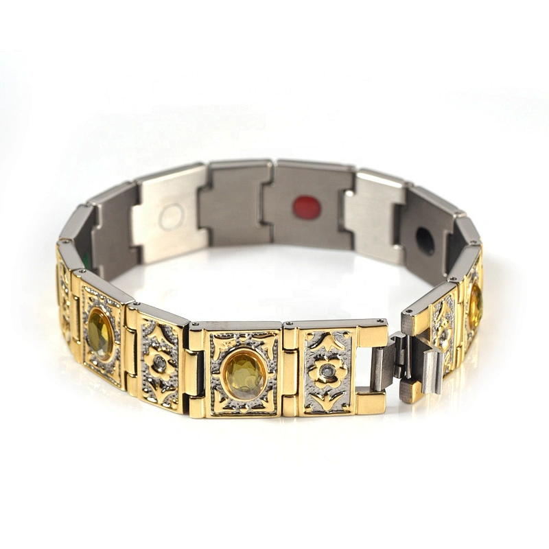Wollet Fashion Crystal Health Energy Healing Bio Magnetic Titanium Bracelet