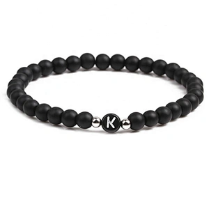 Wollet fashion black small natural lava rock stone bead bracelet