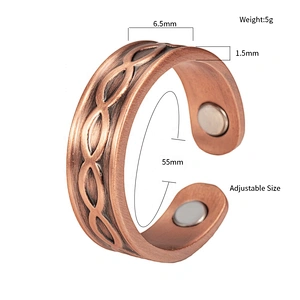 Wollet Magnetic Copper Ring Arthritis Women Pure Copper Rings for Women Adjustable Health with 3PCS Magnets