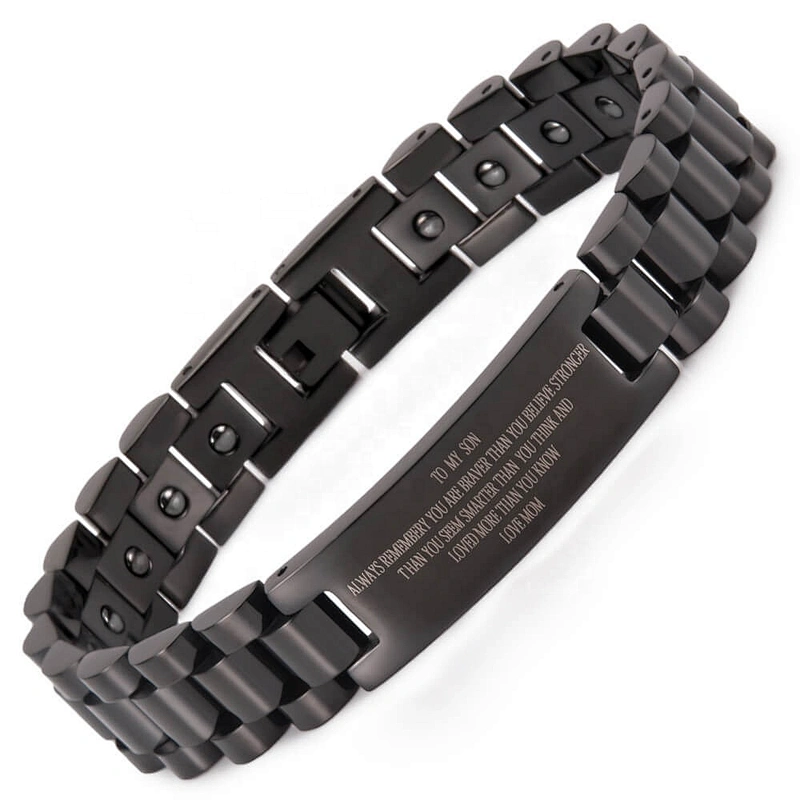 Wollet mens bio healing energy magnetic bracelet stainless steel jewelry