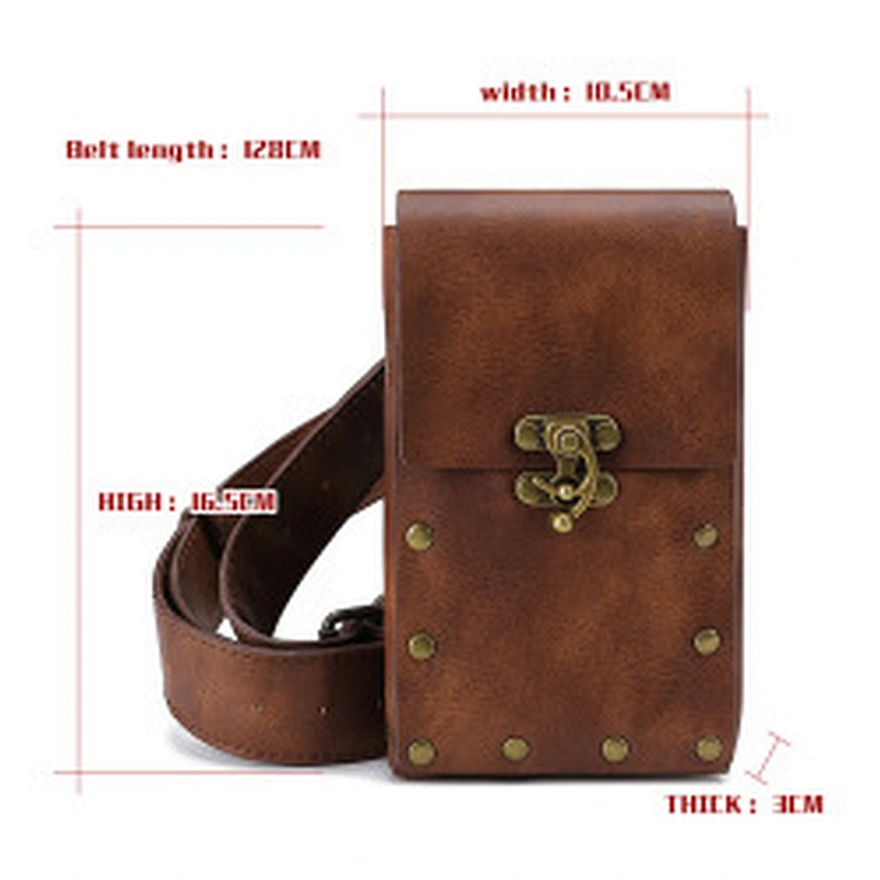 Wollet Ladies One Shoulder Crossbody Waist Bag Steampunk Retro Motorcycle Bag