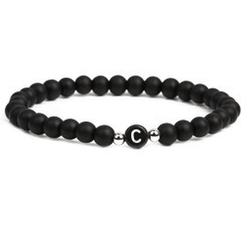 Wollet fashion black small natural lava rock stone bead bracelet