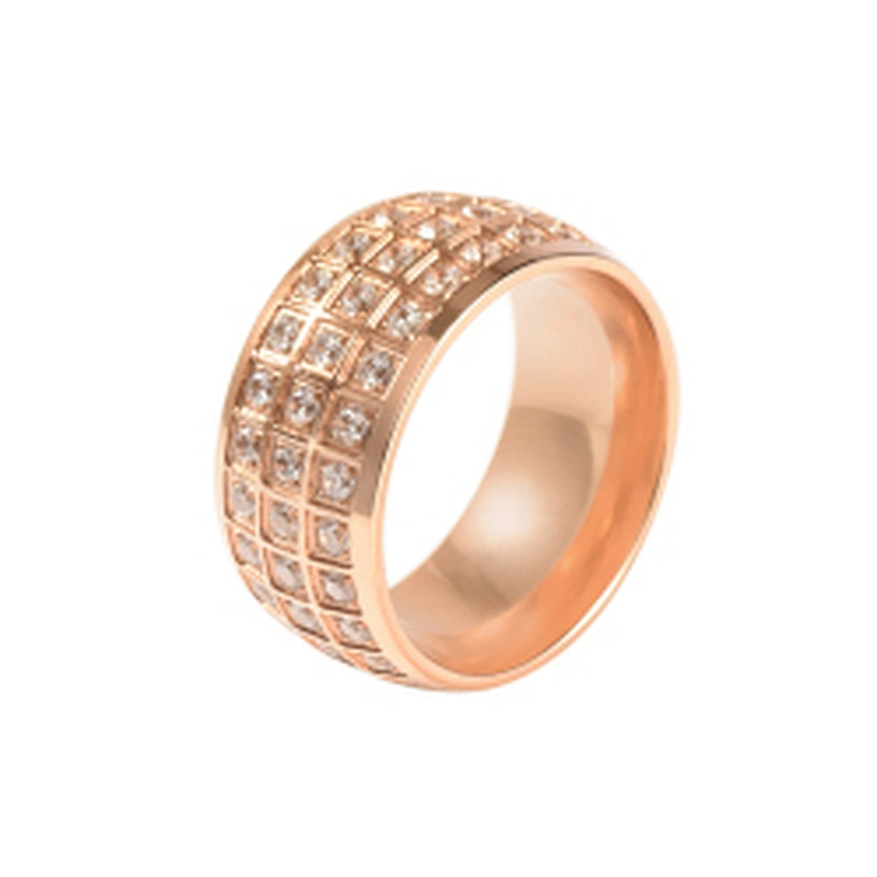 Wollet Wholesale Custom Zircon Wedding Rings Jewelry 316l Gold Plated Stainless Steel Ring For Women