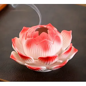 Wollet Home Interior Zen Decoration Ceramic Color Lotus Incense Burner Aromatherapy Burner Crafts