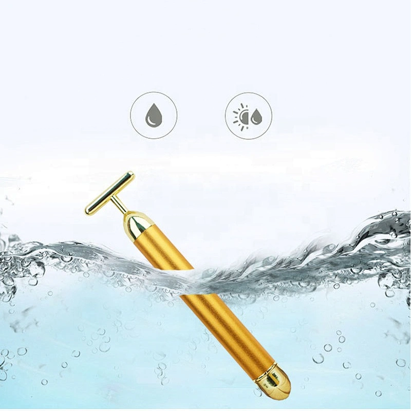 Wollet 24K Gold Beauty Stick Eco-friendly Electric T-shaped Facial Massager
