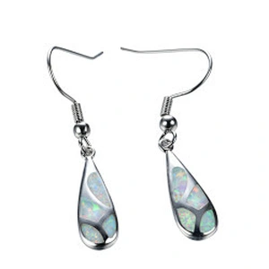925 Sterling Silver White Opal Drop Earrings Delicate Silver Earrings