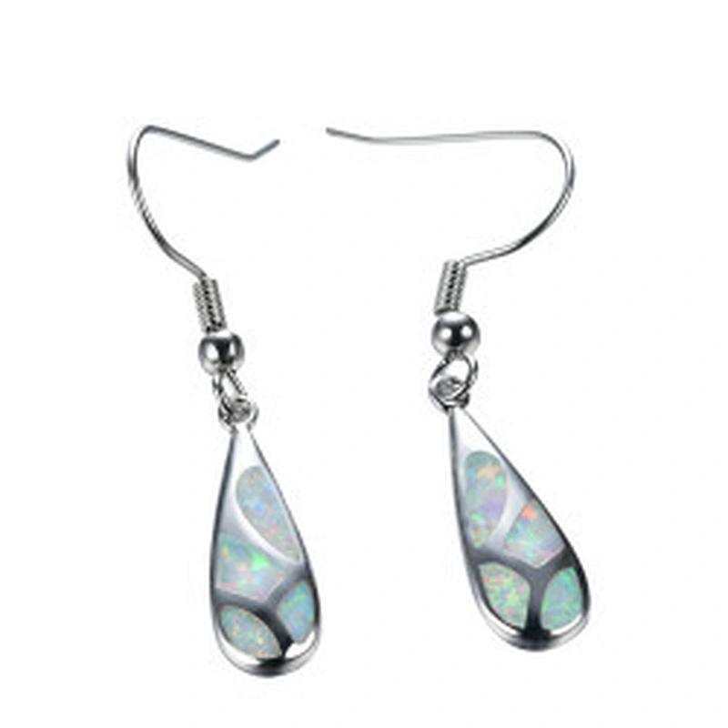 925 Sterling Silver White Opal Drop Earrings Delicate Silver Earrings