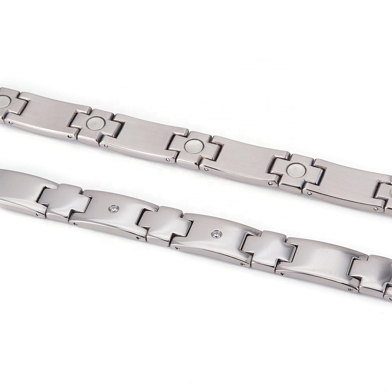 Wollet Hot Sale Zircon Health Energy Stainless Steel Bio Magnetic Bracelet
