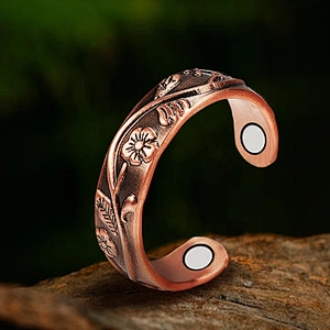 Wollet Magnetic Copper Ring Arthritis Women Pure Copper Rings for Women Adjustable Health with 3PCS Magnets