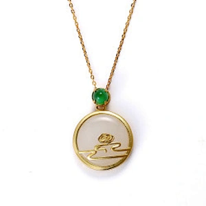 Wollet S925 Silver Ladies Ethnic Style Xiangyun Hetian Jade Pendant