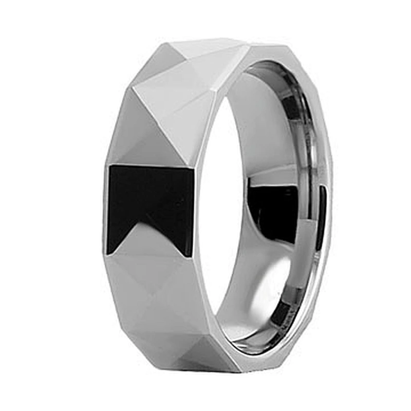 Bold Ion Plated Faceted Black Tungsten Ring