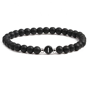 Wollet fashion black small natural lava rock stone bead bracelet