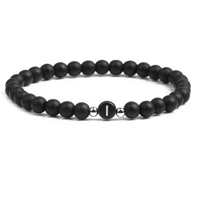 Wollet fashion black small natural lava rock stone bead bracelet