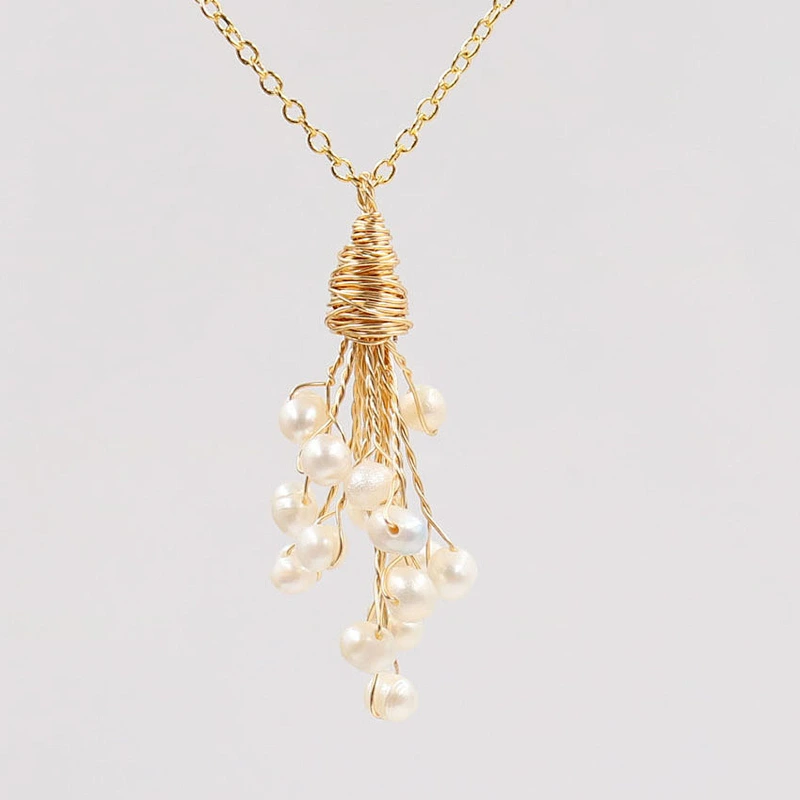 Wollet Fashion Natural Freshwater Pearl Hand-wound Ladies Tassel Pendant Necklace