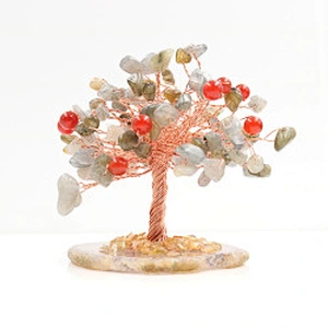 Wollet Natural Crystal Crushed Stone Fortune Tree Home Decoration