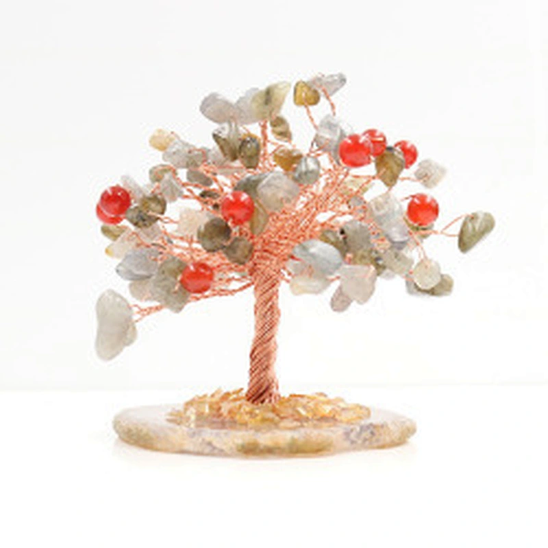 Wollet Natural Crystal Crushed Stone Fortune Tree Home Decoration