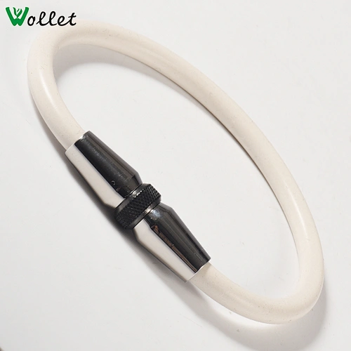 Stainless Steel White Rubber Magnetic Sports Bracelets