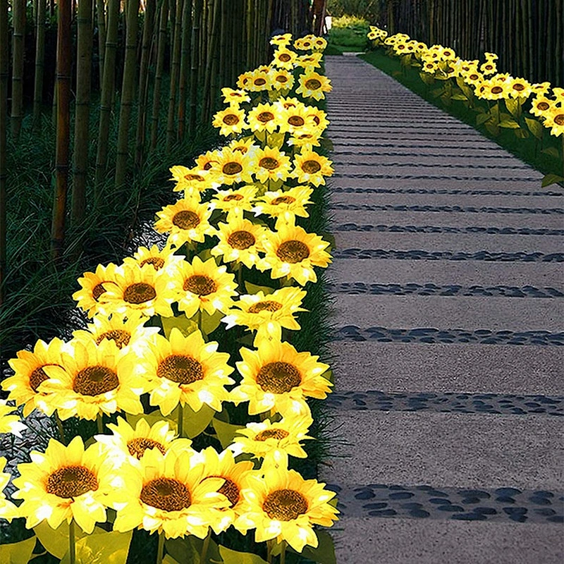 Wollet led solar sunflower lamp outdoor garden decoration lamp solar lawn ground lamp