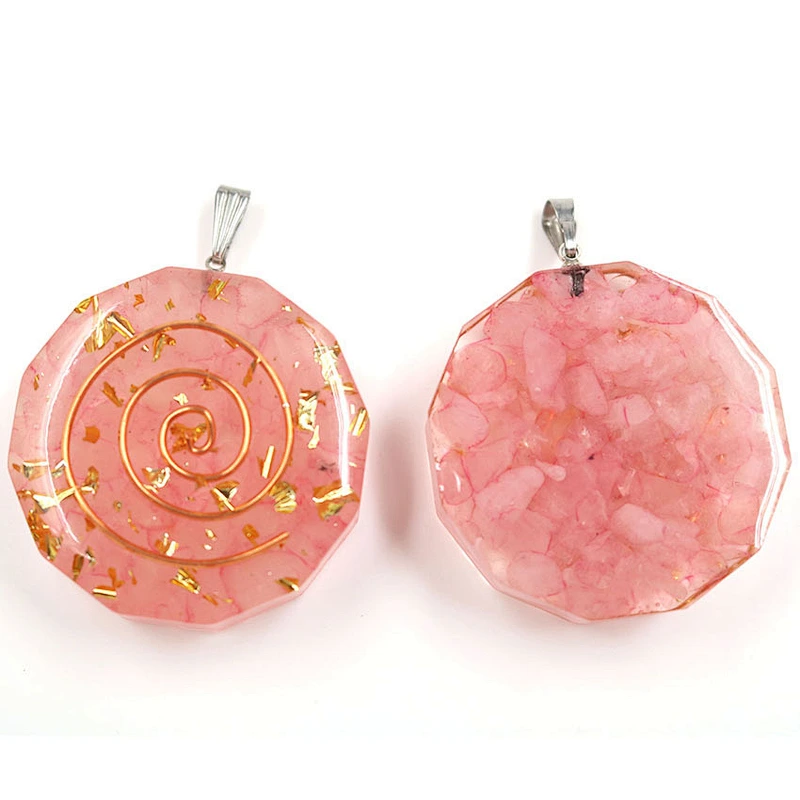 Wollet Natural Crystal Organ Double Spiral Chakra Power Stone Pendant