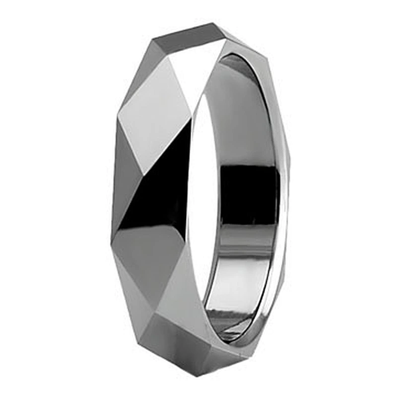 Bold Ion Plated Faceted Black Tungsten Ring