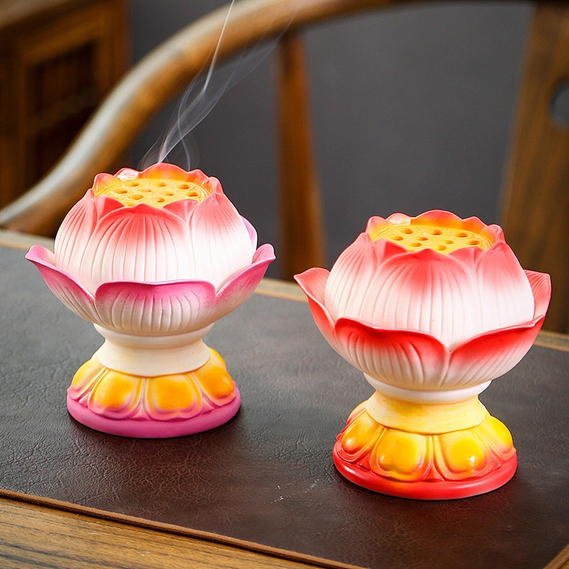 Wollet Home Interior Zen Decoration Ceramic Color Lotus Incense Burner Aromatherapy Burner Crafts