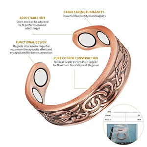Wollet Magnetic Copper Ring Arthritis Women Pure Copper Rings for Women Adjustable Health with 3PCS Magnets