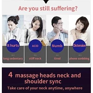 Wollet 5 Modes 9 Levels Smart Deep Tissue Trigger 4 Point Massage Intelligent Portable Cervical Neck Massager with Heat Cordless