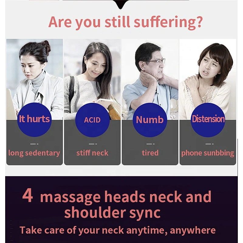 Wollet 5 Modes 9 Levels Smart Deep Tissue Trigger 4 Point Massage Intelligent Portable Cervical Neck Massager with Heat Cordless